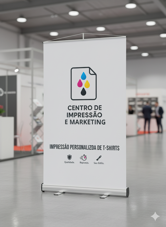 Exemplo de roll-up de comunicação visual